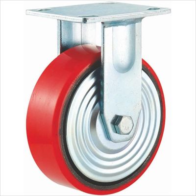roulette rouge de fonte de roue de polyuréthane de roulette résistante 6 pouces