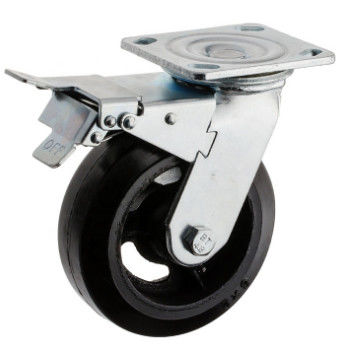 Roues résistantes de roulette de 6 pouces avec les roulettes en caoutchouc de fer de roue de freins