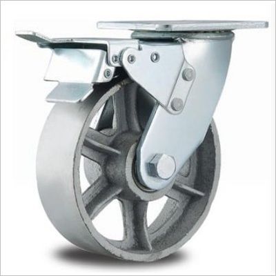 roulettes résistantes de roue de fonte de 4 pouces avec des freins