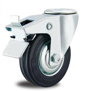 roulette en caoutchouc industrielle de pivot de roue de 8 pouces avec le trou de boulon fermant à clef des roues