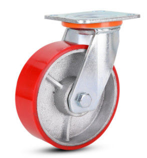roulettes rouges résistantes d'unité centrale de roues de fonte 6 pouces